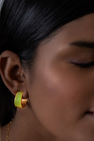 Gold Plated Hoop Earrings In Sterling Silver by OSVAG INDIA
