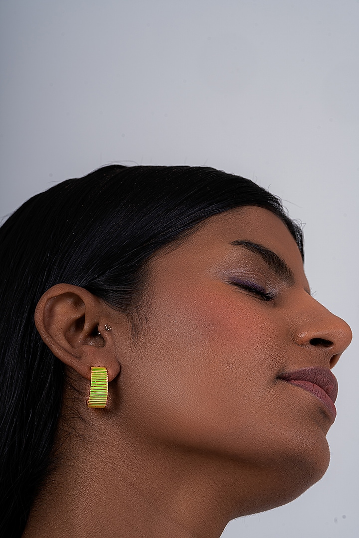 Gold Plated Hoop Earrings In Sterling Silver by OSVAG INDIA at Pernia's Pop Up Shop