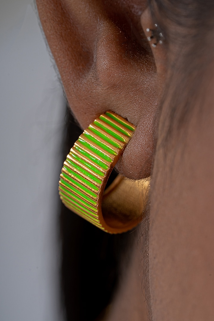 Gold Plated Hoop Earrings In Sterling Silver by OSVAG INDIA at Pernia's Pop Up Shop