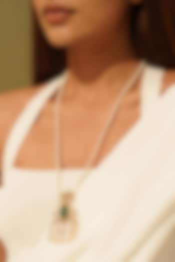 Gold Plated Kundan Polki Pendant Necklace In Sterling Silver by OSVAG INDIA at Pernia's Pop Up Shop