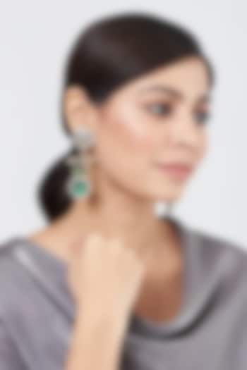 Gold Plated Quartz Earrings In Sterling Silver by OSVAG INDIA at Pernia's Pop Up Shop