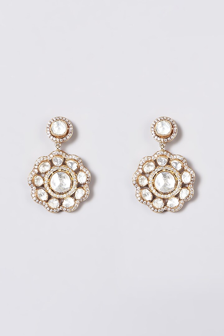 Gold Plated Kundan Polki Necklace Set In Sterling Silver by OSVAG INDIA at Pernia's Pop Up Shop
