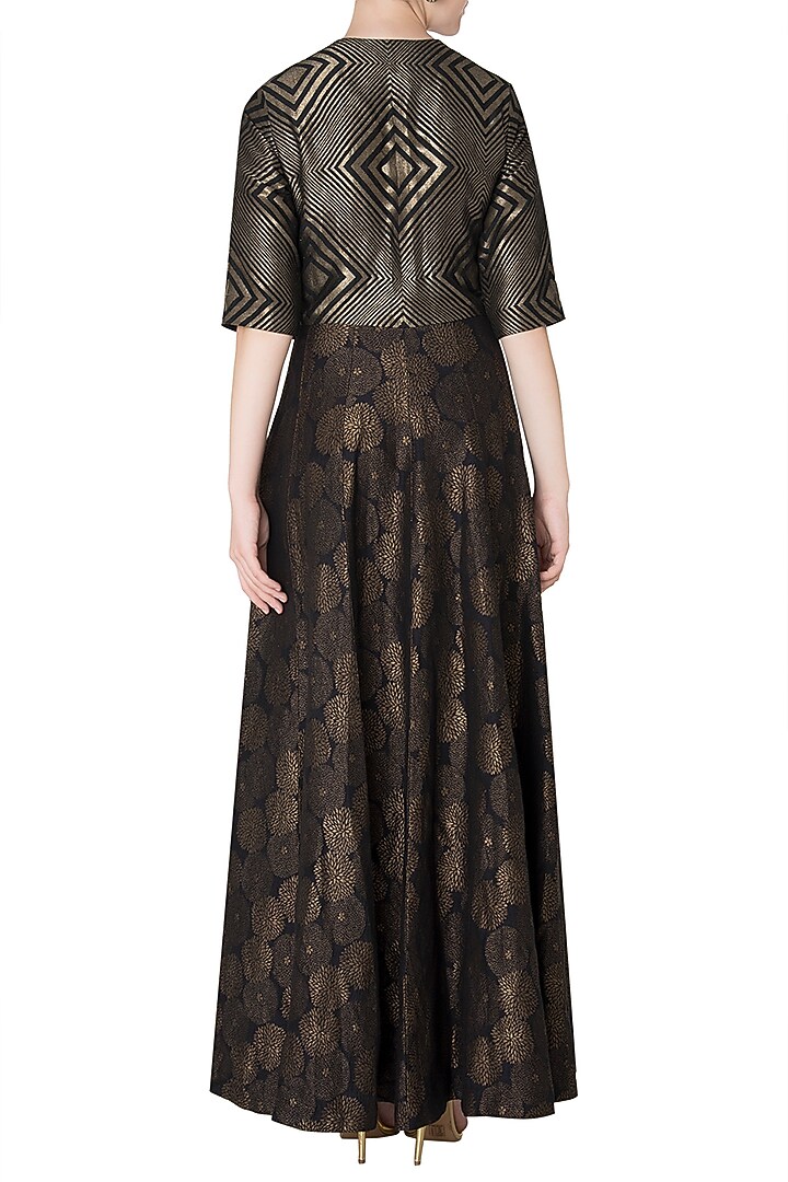 Black handloom woven anarkali gown available only at Pernia's Pop Up Shop.