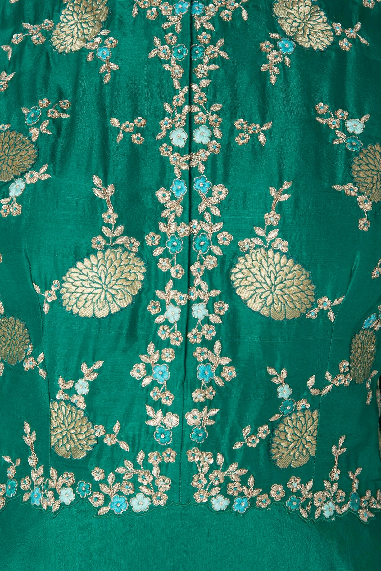 Emerald Green Embroidered Wrap Anarkali Gown main image 0