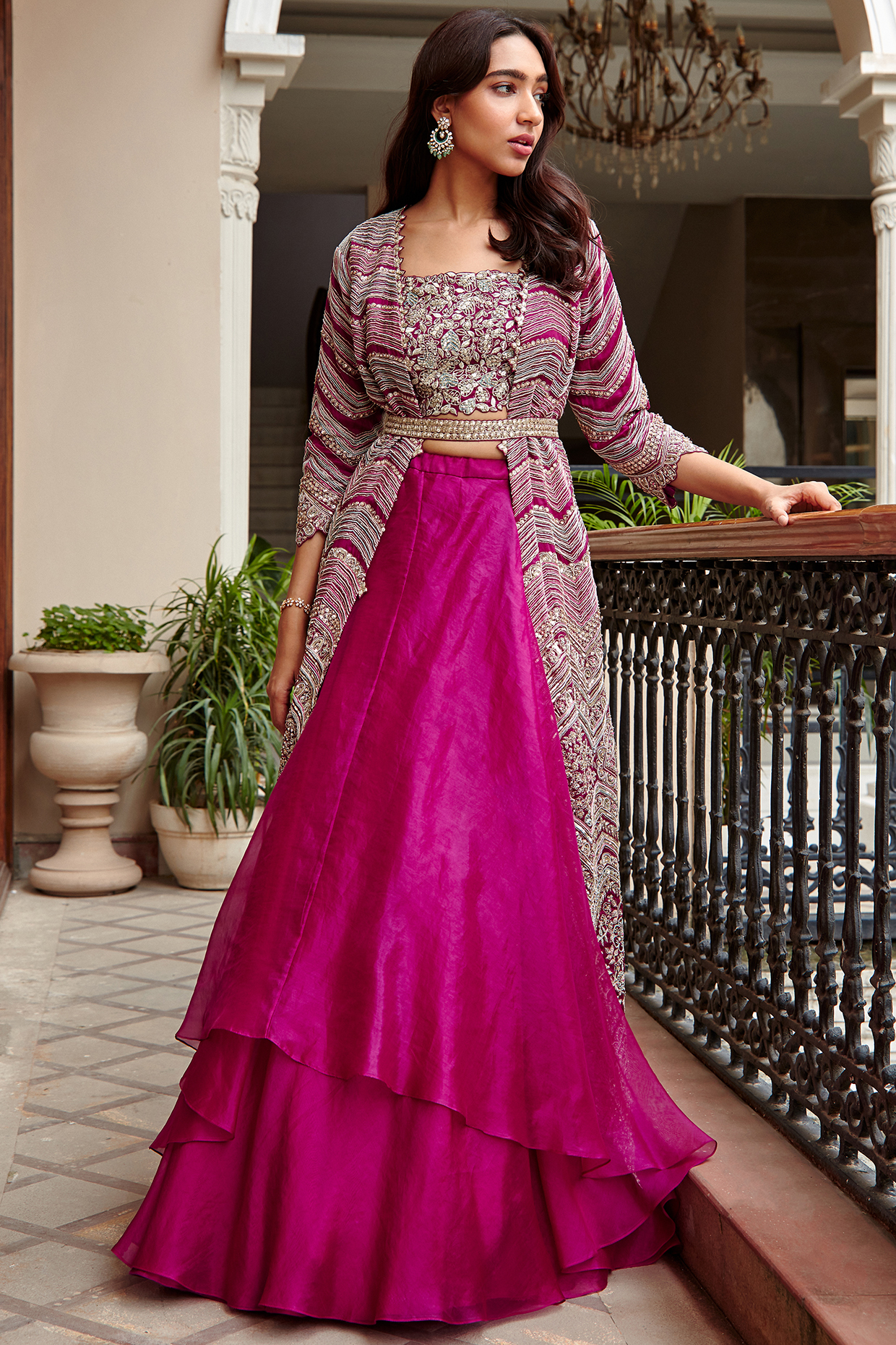 Plum Embroidered Jacket Set by Osaa By Adarsh at Pernia's Pop Up Shop