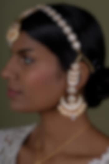 Gold Plated Kundan Polki Matha Patti In Sterling Silver by OSVAG INDIA at Pernia's Pop Up Shop