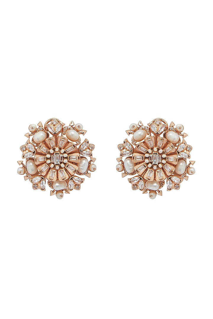 Rose Gold Finish Swarovski Crystal Stud Earrings by Outhouse at Pernia's Pop Up Shop