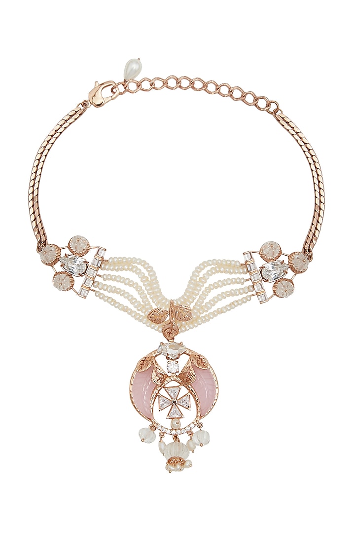 Rose Gold Finish Swarovski Crystal Choker Necklace by Outhouse