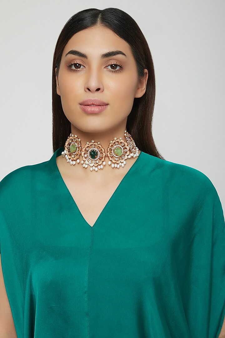 Rose Gold Finish Pearl Choker Necklace by Outhouse at Pernia's Pop Up Shop