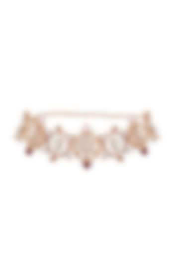 Rose Gold Finish Carved Stones Choker Necklace by Outhouse
