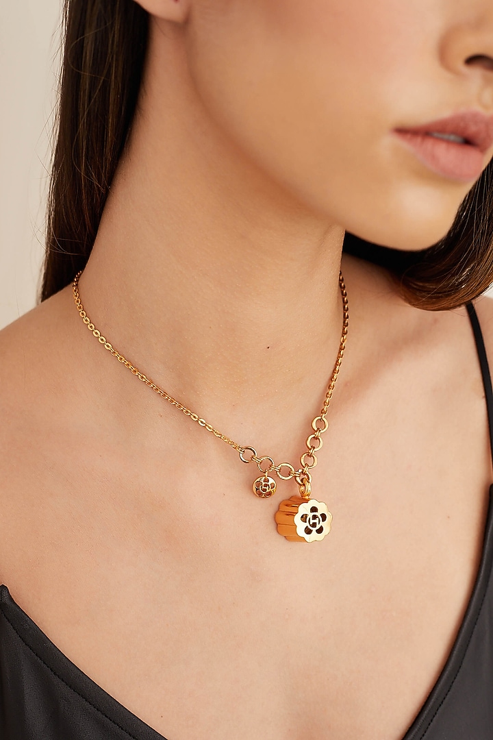 Gold Plated Quintuple Pendant Necklace by Outhouse at Pernia's Pop Up Shop