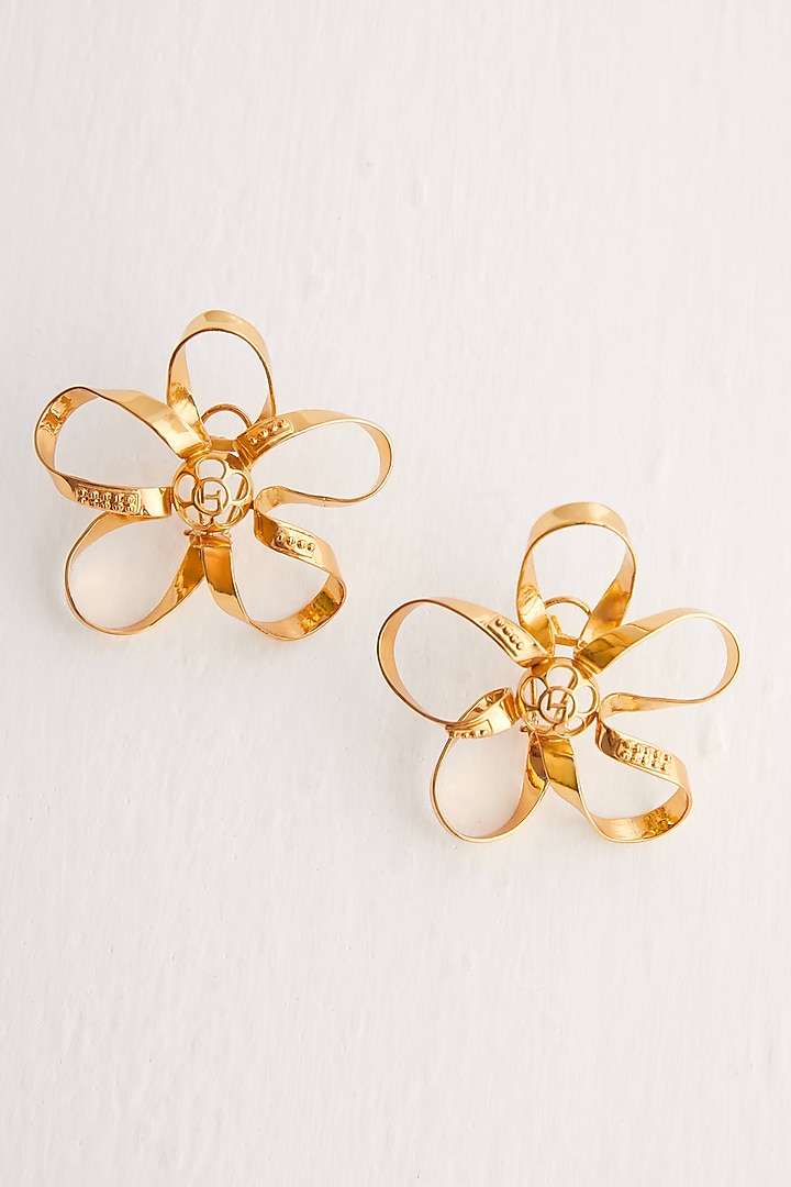 Gold Plated Lace Stud Earrings Design by Outhouse at Pernia's Pop Up