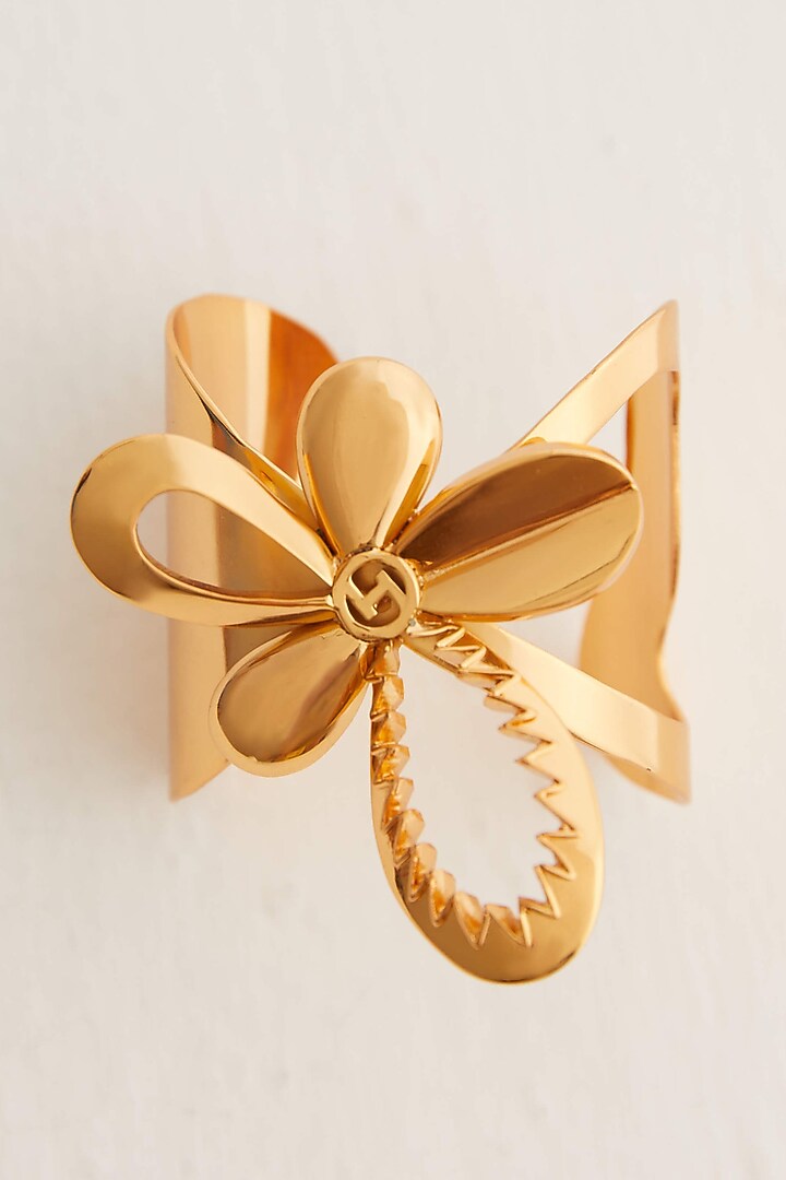 Gold Plated Tuberose Cuff by Outhouse at Pernia's Pop Up Shop