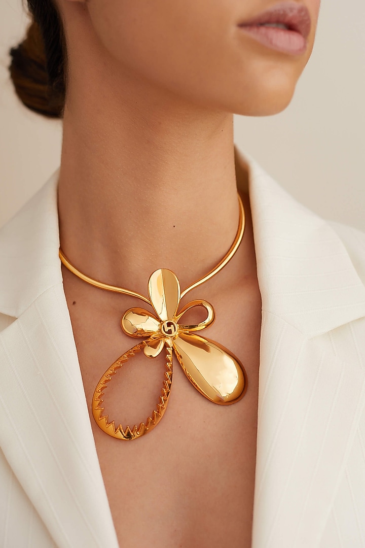 Gold Plated Tuberose Necklace by Outhouse at Pernia's Pop Up Shop