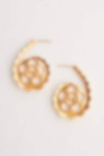 Gold Plated Scalloped Hoop Earrings by Outhouse at Pernia's Pop Up Shop