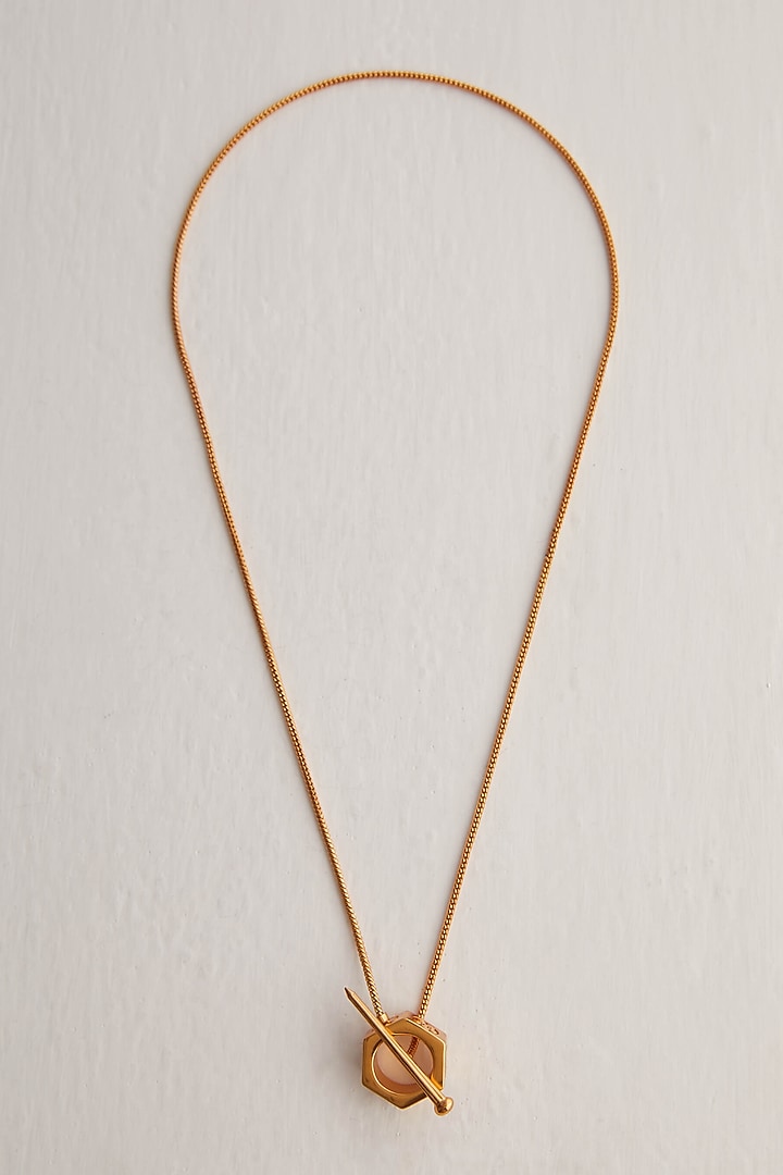 Gold Plated Bolt-T Pendant Necklace by Outhouse at Pernia's Pop Up Shop