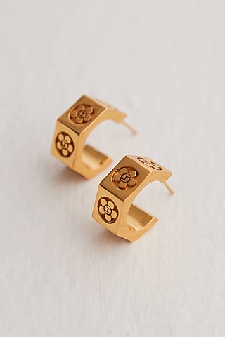 Gold Plated Bolt Mini Hoop Earrings by Outhouse