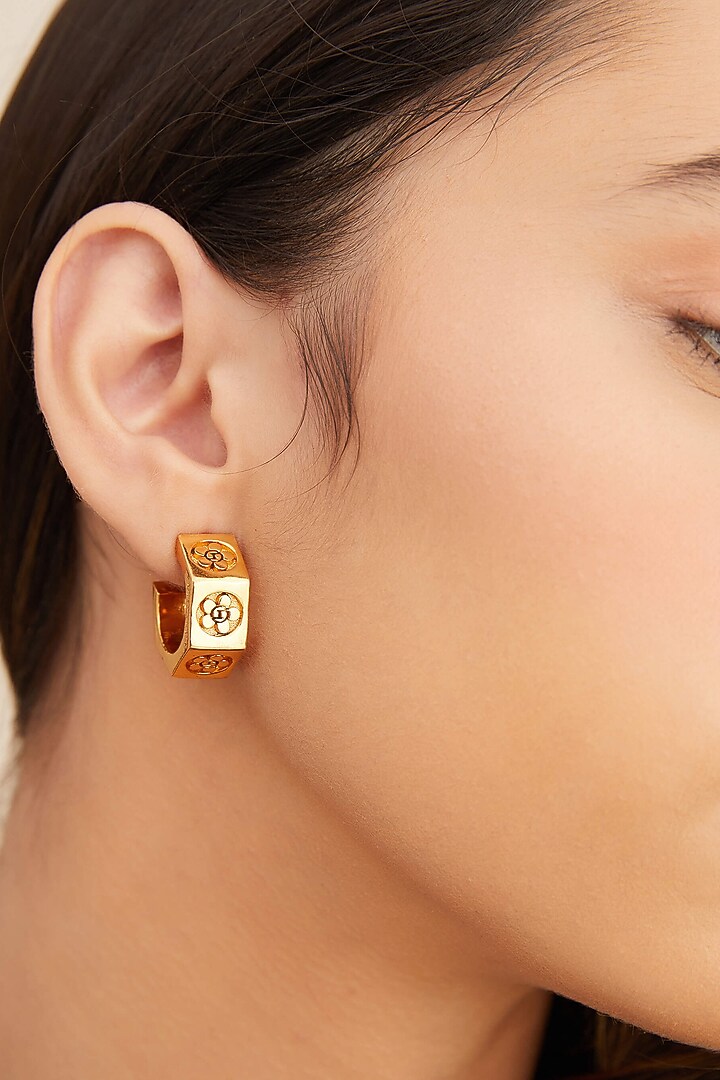 Gold Plated Bolt Mini Hoop Earrings by Outhouse at Pernia's Pop Up Shop