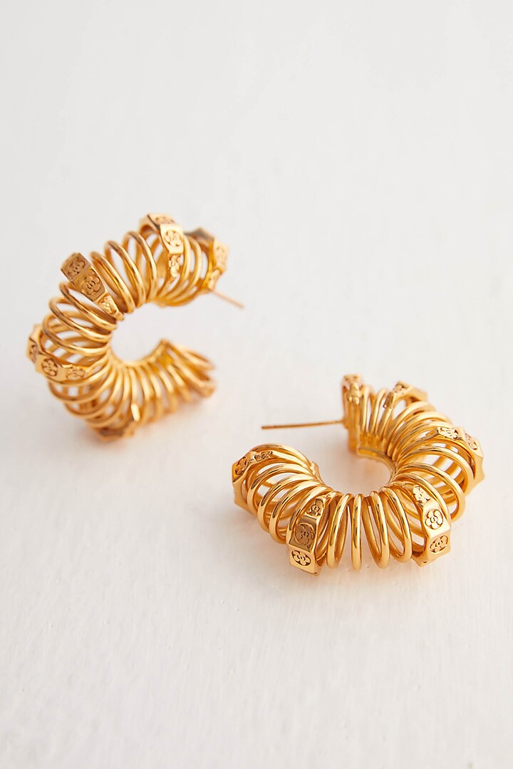 Gold Plated Spring Hoop Earrings by Outhouse at Pernia's Pop Up Shop