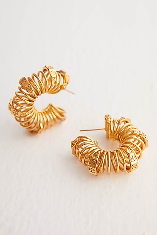 Gold Plated Spring Hoop Earrings by Outhouse