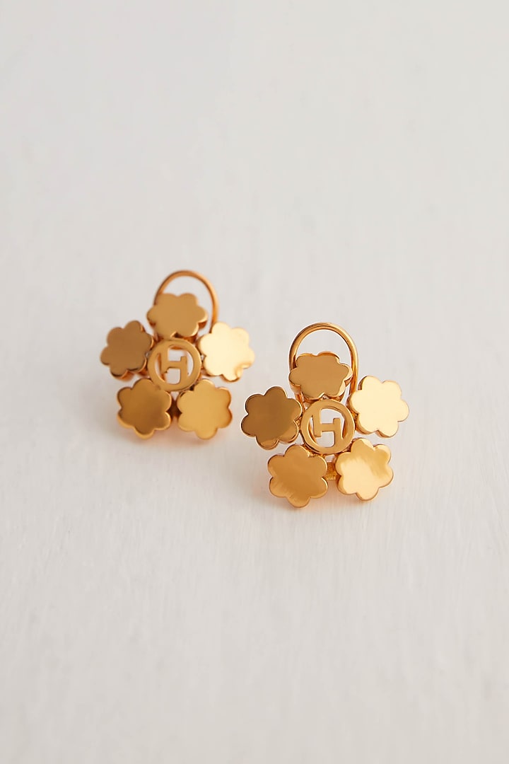Gold Finish Clump Stud Earrings by Outhouse at Pernia's Pop Up Shop