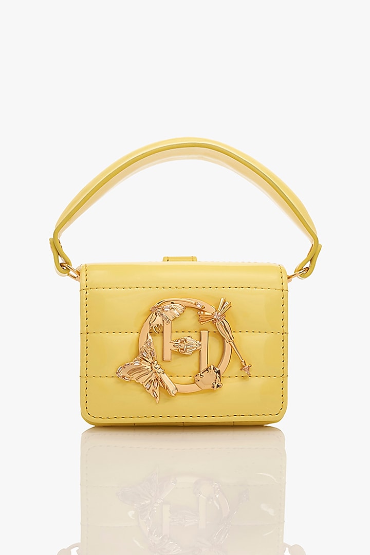 Yellow Vegan Leather Nano Bag by Outhouse at Pernia's Pop Up Shop
