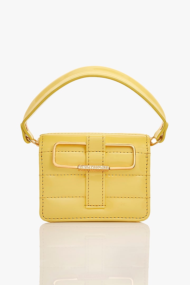 Yellow Vegan Leather Nano Bag by Outhouse at Pernia's Pop Up Shop