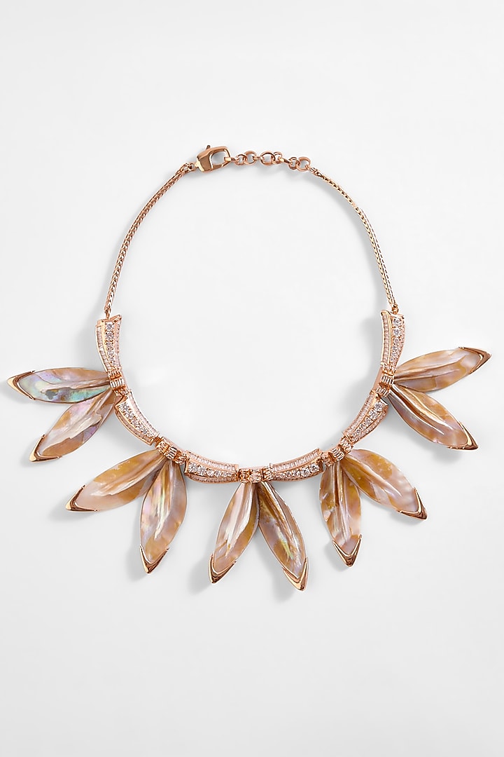 Rose Gold Plated Cubic Zircon Le Palm Serefina Necklace by Outhouse at Pernia's Pop Up Shop