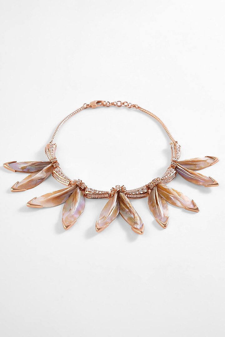 Rose Gold Plated Cubic Zircon Le Palm Serefina Necklace by Outhouse at Pernia's Pop Up Shop