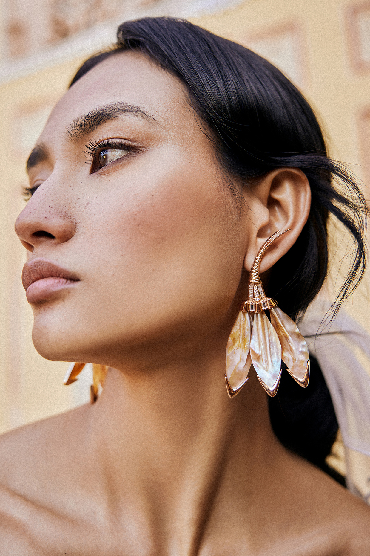 Rose Gold Plated Cubic Zircon Le Palm Serefina Drop Earrings by Outhouse at Pernia's Pop Up Shop