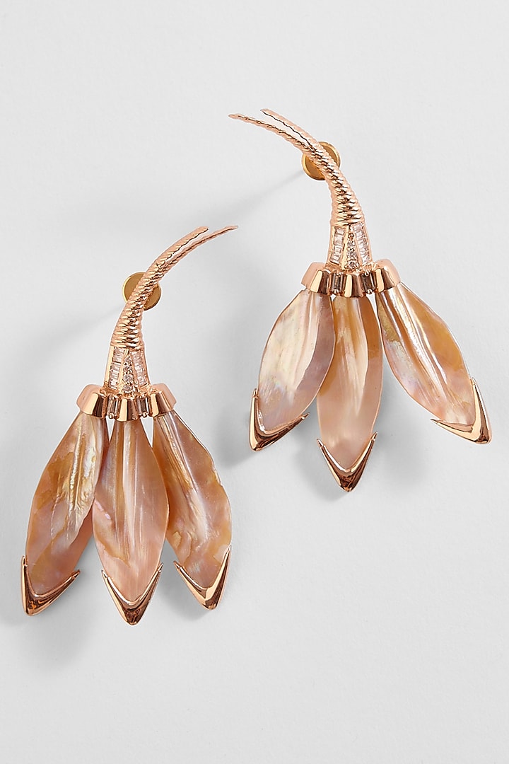 Rose Gold Plated Cubic Zircon Le Palm Serefina Drop Earrings by Outhouse at Pernia's Pop Up Shop