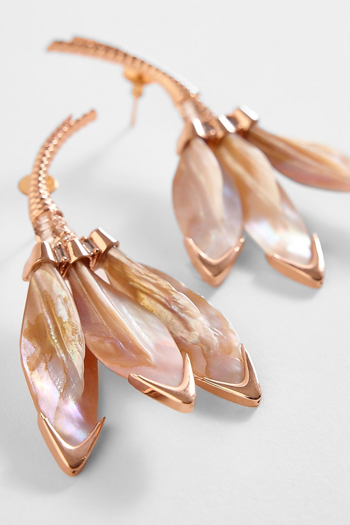 Rose Gold Plated Cubic Zircon Le Palm Serefina Drop Earrings by Outhouse at Pernia's Pop Up Shop