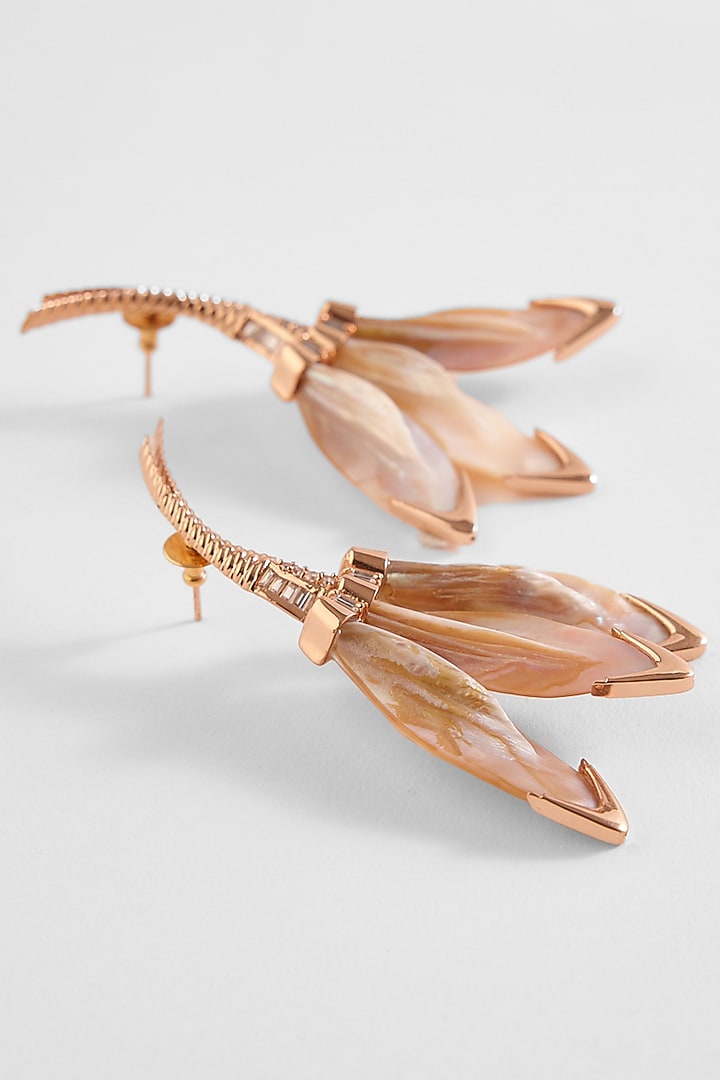 Rose Gold Plated Cubic Zircon Le Palm Serefina Drop Earrings by Outhouse at Pernia's Pop Up Shop