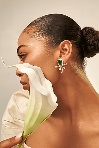 Rose Gold Plated Crystal Faena Mini Stud Earrings by Outhouse