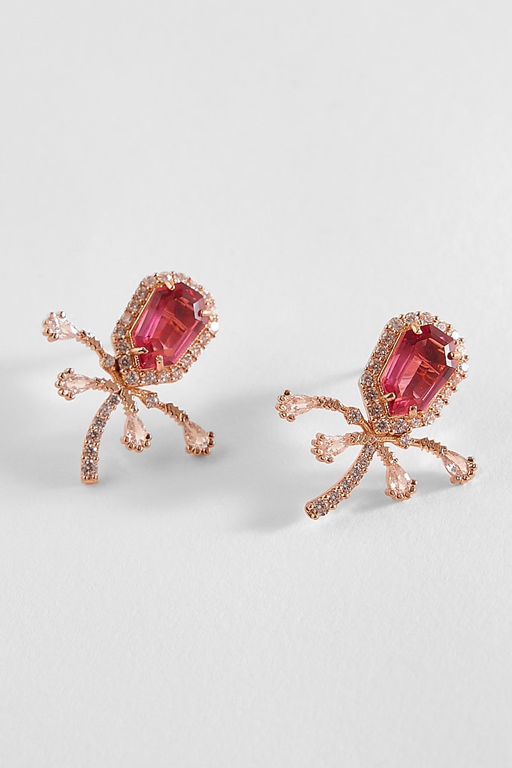 Vintage Rose Gold Plated Crystal Faena Mini Stud Earrings by Outhouse at Pernia's Pop Up Shop