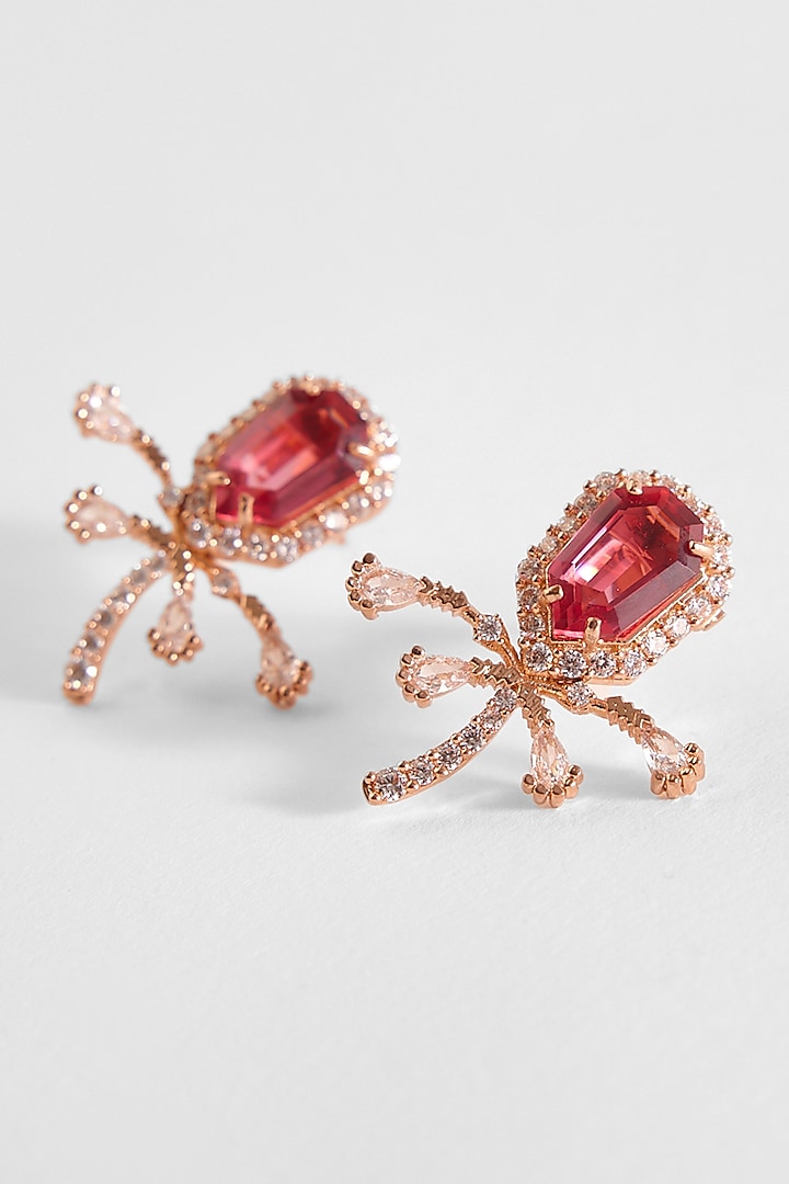 Vintage Rose Gold Plated Crystal Faena Mini Stud Earrings by Outhouse at Pernia's Pop Up Shop