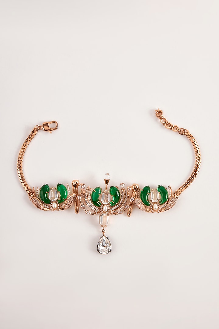 Rose Gold Plated Crystal & Cubic Zircon Le Palmier Choker Necklace by Outhouse at Pernia's Pop Up Shop