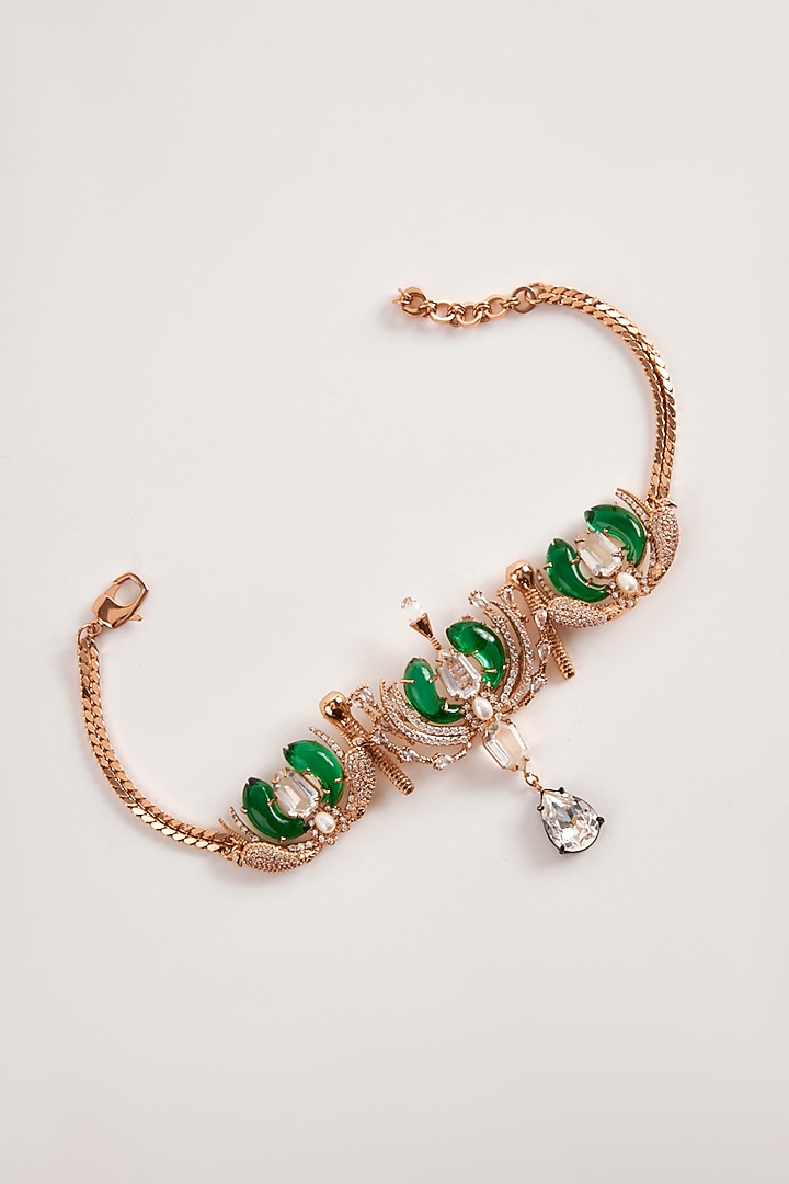 Rose Gold Plated Crystal & Cubic Zircon Le Palmier Choker Necklace by Outhouse at Pernia's Pop Up Shop