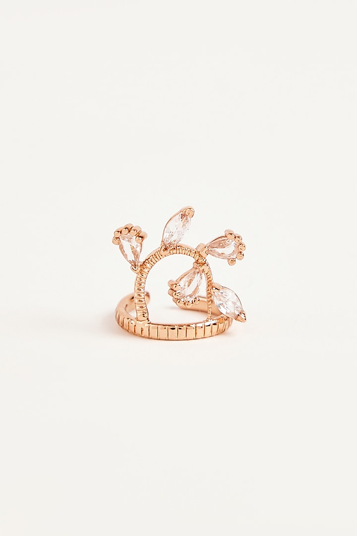 Rose Gold Plated Cubic Zircon Acai Midi Ring by Outhouse
