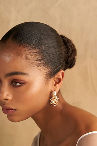 Rose Gold Plated Paloma Pearl Stud Earrings by Outhouse