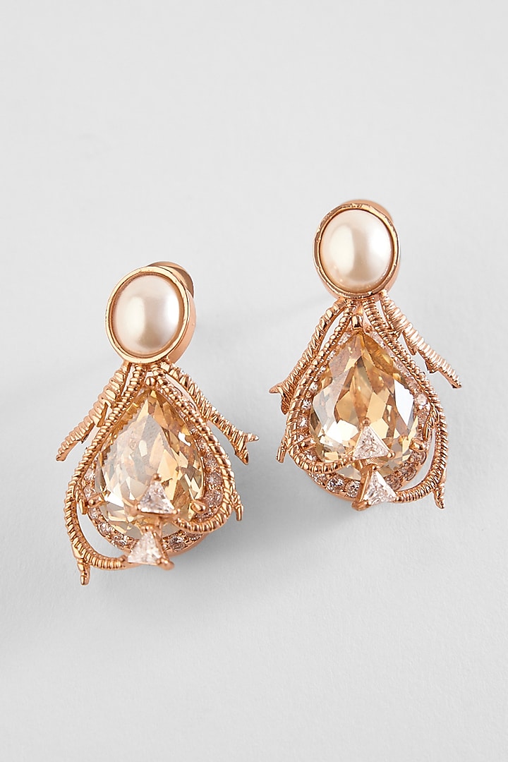 Rose Gold Plated Paloma Pearl Stud Earrings by Outhouse at Pernia's Pop Up Shop