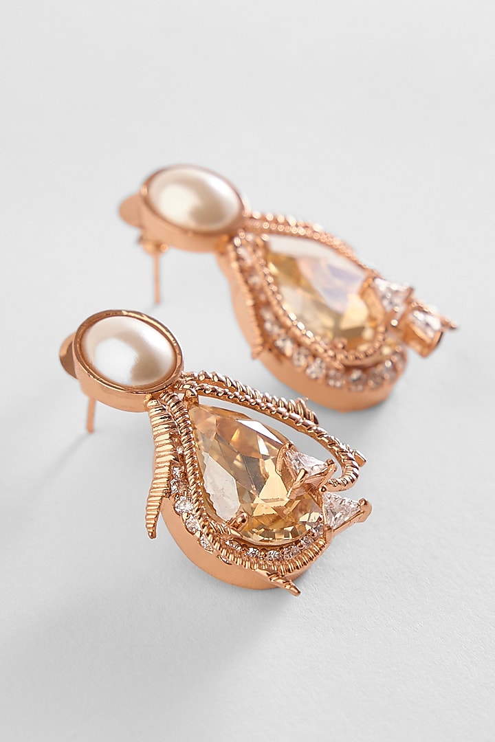 Rose Gold Plated Paloma Pearl Stud Earrings by Outhouse at Pernia's Pop Up Shop
