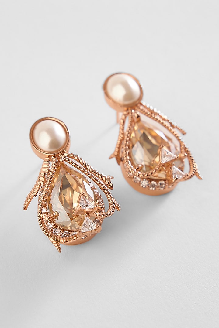 Rose Gold Plated Paloma Pearl Stud Earrings by Outhouse at Pernia's Pop Up Shop