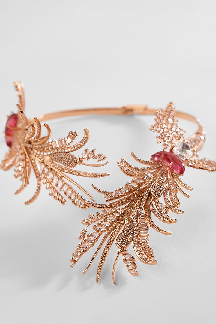 Rose Gold Plated Crystal & Swarovski Le Sunset Palm Open Choker Necklace by Outhouse at Pernia's Pop Up Shop