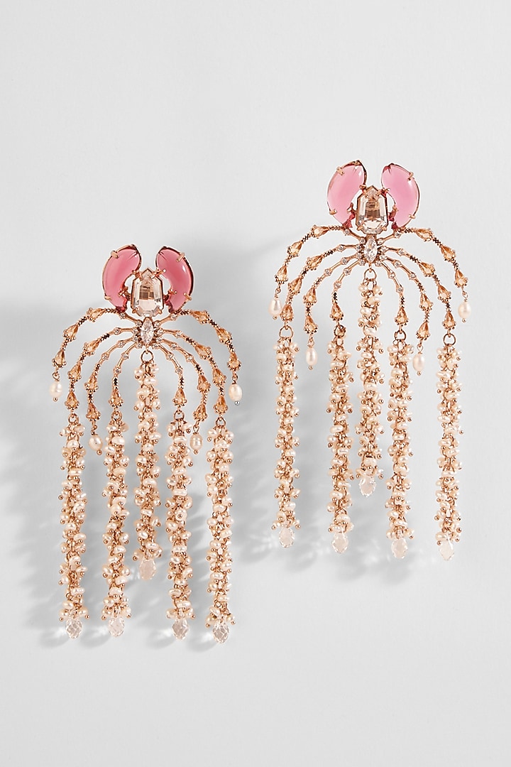 Rose Gold Plated Cubic Zircon Faena Dewdrop Earrings by Outhouse