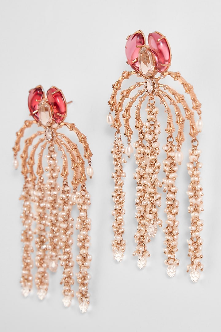 Rose Gold Plated Cubic Zircon Faena Dewdrop Earrings by Outhouse at Pernia's Pop Up Shop