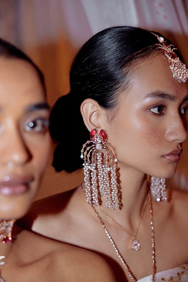 Rose Gold Plated Cubic Zircon Faena Dewdrop Earrings by Outhouse at Pernia's Pop Up Shop