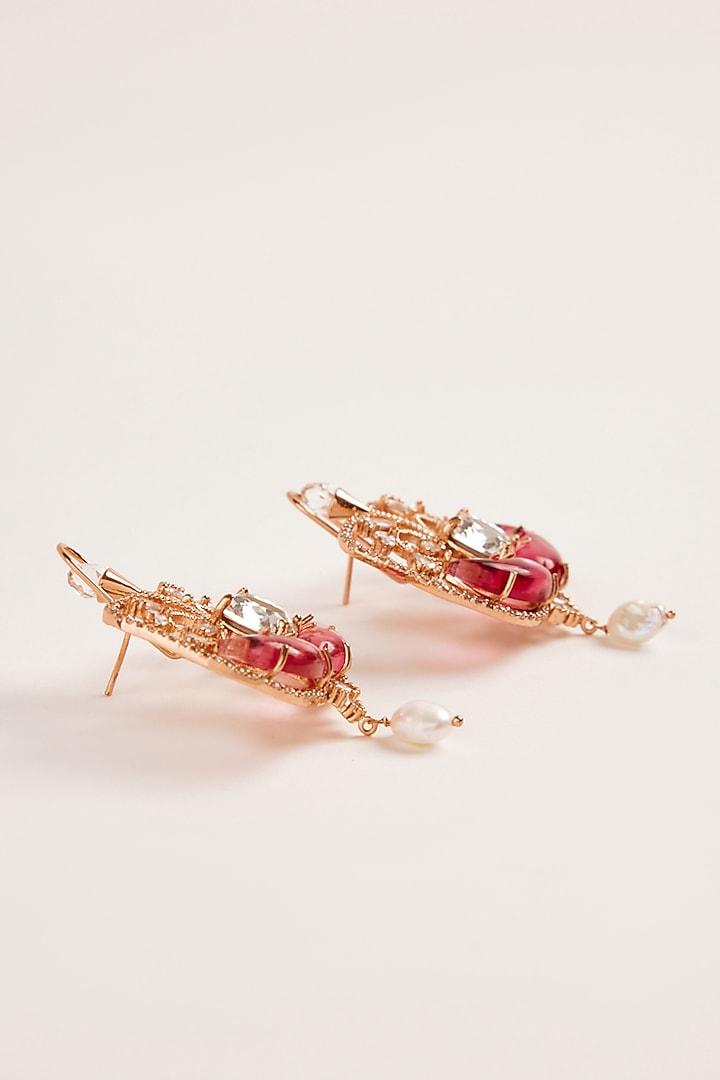 Rose Gold Plated Swarovski & Cubic Zircon La Praia Earrings by Outhouse at Pernia's Pop Up Shop