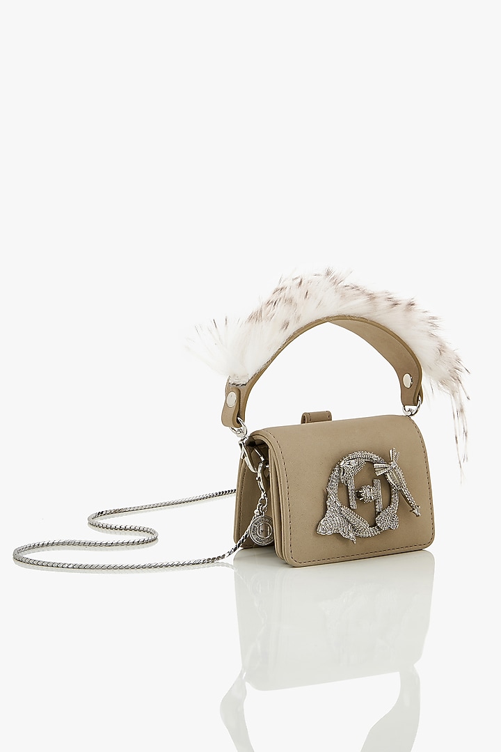 Grey Faux Suede Mini Bag by Outhouse at Pernia's Pop Up Shop