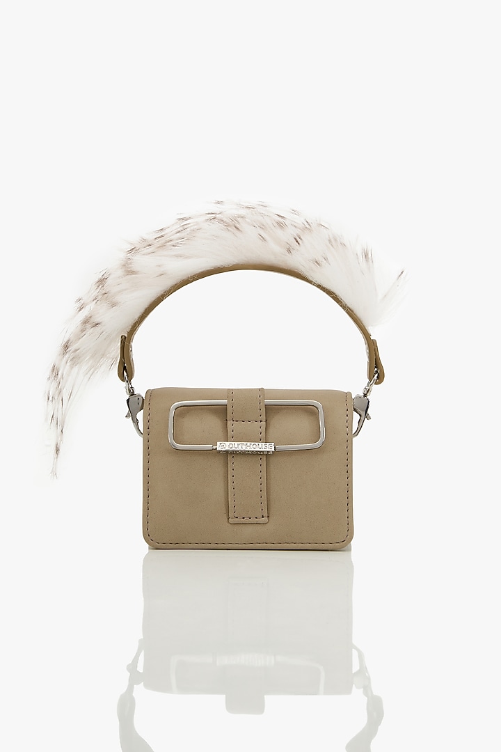 Grey Faux Suede Mini Bag by Outhouse at Pernia's Pop Up Shop